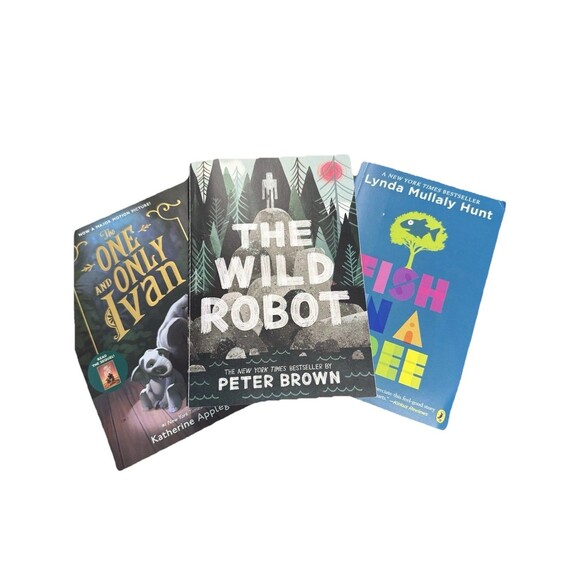 Other - Lot Kids Classroom Novel Set: Wild Robot Fish in a Tree One Only Ivan Book